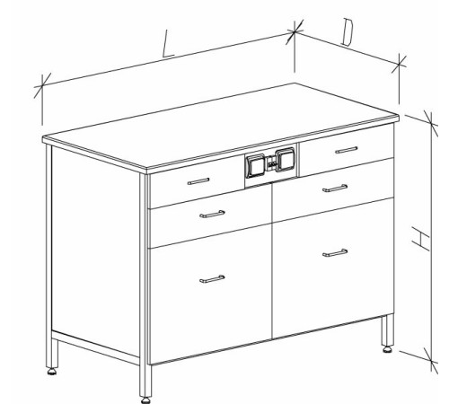 Стол-тумба с ящиками и розетками 1200 СТЛнб-М с/я.р. (2+4)