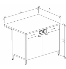 Стол-тумба большой с дверками с ящиками и розетками 1200/900 СТЛл-М с/я.р.