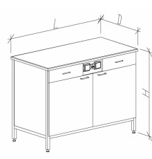 Стол-тумба с дверками с ящиками и розетками 1200 СТЛw-М с/я.р.