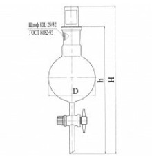 Воронка делительная шарообразная с краном тефлоновым 1000 мл ГФ 6.412.166-02